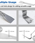 Seven Eighths Inch Wide Mini Stainless Steel Pry Bar with flat end showing nail slot design for 16GA and 18GA nail removal
