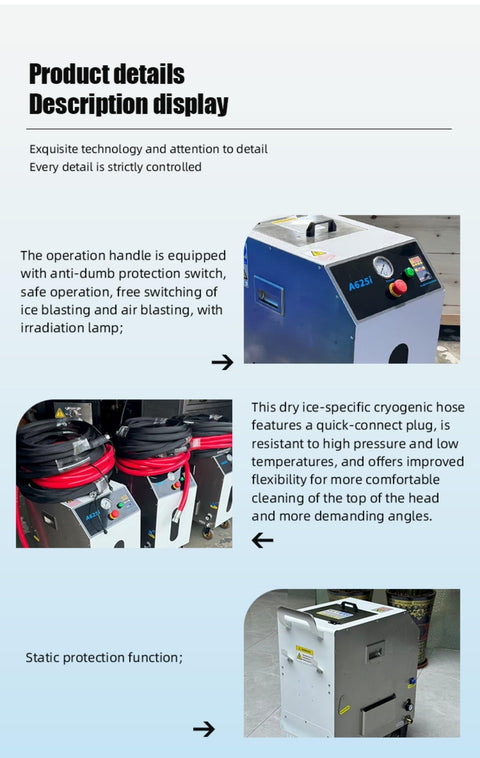 Pro Grade Industrial Dry Ice Blasting System with control panel and hoses for equipment cleaning and surface restoration