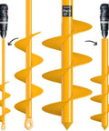 NAFOGAR garden auger drill bits, 2-pack: 1.6x16.5 in and 3.5x16 in, orange spiral planting bits for 3/8 in hex drive