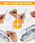 Step-by-step guide showing Built Tough Zinc Coated Quarter Inch Trailer Hitch Pin Set for easy hooking and unhooking.