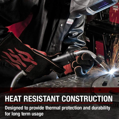 Heavy Duty 14 Inch Leather Welding Gloves With Kevlar Stitching For MIG And Stick Welding being used during welding