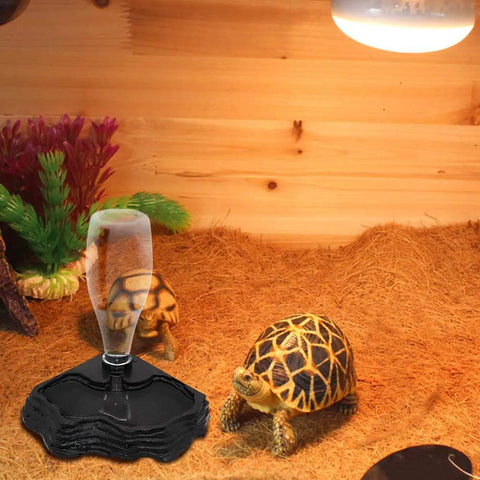No Sweat Automatic Reptile Water Dispenser Featuring 13.5 Oz Gravity Auto Top Off in terrarium with turtles.