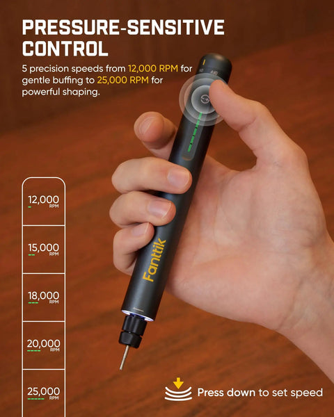 Person holding Cordless Engraving Pen Kit With 5 Variable Speeds, showing pressure-sensitive control for artists and DIYers