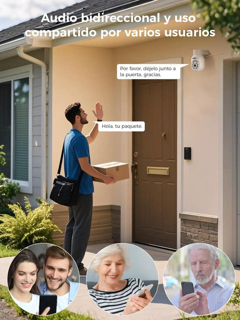 5MP Wireless PTZ Security Camera System with 2-way audio at front door interaction
