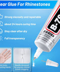 Cridoz Clear Jewelry Glue With Precision Tip For Rhinestones And Crafting 3.7 Fl Oz tube shown with features highlighted.