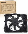 Heavy Duty Engine Radiator Cooling Fan Assembly For Bmw showcasing a 7-blade brushless fan and black housing design.