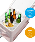 80 Quart Rolling Patio Cooler Cart Ice Chest For Outdoor Parties And Beach Days, Bright Pink Portable Beverage Cooler With Wheels Open Lid