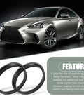 Heavy Duty Hub Centric Rings 2.87 Inch OD 2.36 Inch ID Wheel Centering Reducer Sealing Adapters for Small Passenger Cars Black displayed with silver sedan.