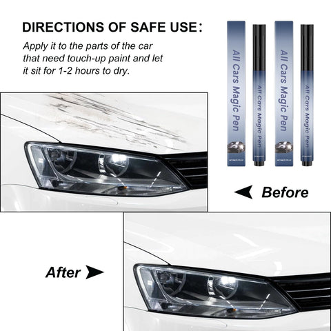 Scratch Removal Pen 2 Pack, Quick Fix For Scratches And Paint Damage, Weatherproof Car Scratch Repair Pen application before and after