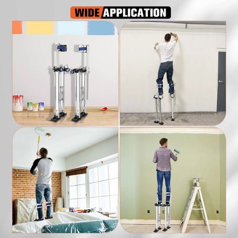 18 To 30 Inch Aluminum Drywall Stilts For Sheetrock, Drop Ceiling, Painting And Wall Work, used by painters on walls and ceilings