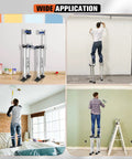 Adjustable Aluminum Drywall Stilts For Adults From 24 To 40 Inches used for painting and installing sheetrock, showing wide application