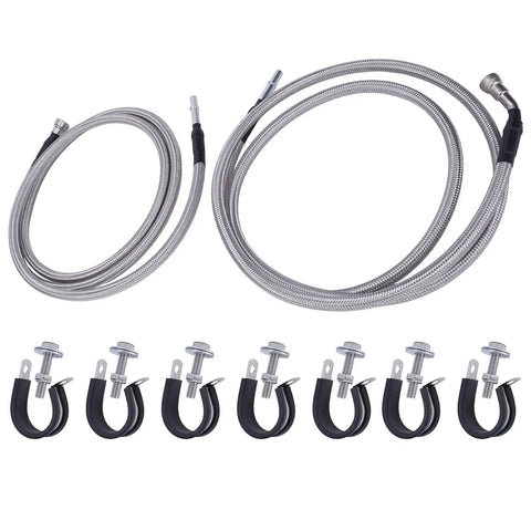 Fuel Supply Line Assembly Kit That Fixes Your Chevy Silverado Or GMC Sierra 1500 Truck From 2004 To 2007 Classic Models Perfect For V8 Gas Engines Without E85 Flex Fuel Issues, braided steel hoses with clamps