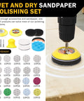 All In One Pro Grade Drill Polishing Kit For DIYers With 215 Pcs 3 Inch Wet Dry Sandpaper Grit 60 To 10000 Buffing Pads