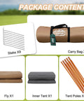 Package contents of Lightweight 1 Person Tent For All Seasons, Windproof, Rainproof And Waterproof Camping Tent For Hiking