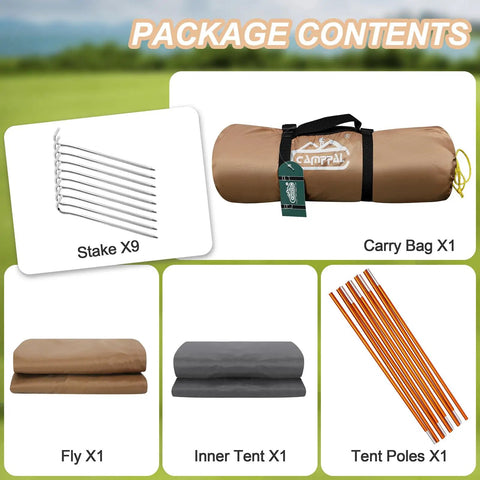 Package contents of Lightweight 1 Person Tent For All Seasons, Windproof, Rainproof And Waterproof Camping Tent For Hiking
