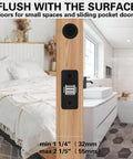 Round Pocket Door Lock And Edge Pull Privacy Latch With Color Coded Indicators Dope Matte Black Flush Pocket Door Hardware installed