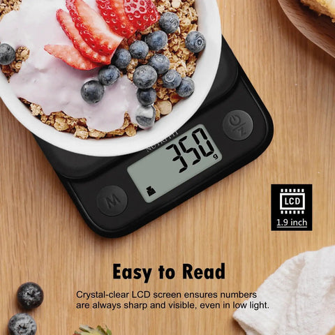 Super Handy Digital Food Scale For Kitchen With Grams And Ounces Readout 11 Pound Capacity 0.5 Gram Increments LCD Tare Easy To Use