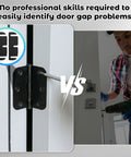 15 Piece Interior Door Hinge Shims Set for DIY Realignment, image showing hinge spacer being inserted on door with a person using a drill