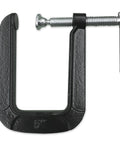 5 Inch Deep Throat U Clamp With About Two To Three Quarter Inch Jaw Opening And Five And A Half Inch Throat Depth, Malleable Steel Construction, Powder Coat Finish For Rust Resistance, Sliding T Handle For A Tight Grip, Lightweight 1.6 Lb. 5-inch U clamp shown front view
