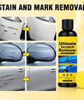Car Scratch Remover Kit That Banishes Blemishes Fast Quick Fix Polish Paste For Deep Scratches On All Paint Colors 2 Pc Set showing stains removal on car panels.
