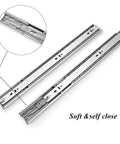 22 Inch Ball Bearing Drawer Slides Soft Close Full Extension Heavy Duty With Brackets Side Or Rear Mount Zinc Plated Steel