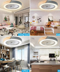 20 Inch Modern Wood Ceiling Fan With Light And Remote in living room, kids room, office, and kitchen settings.