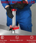 Adjustable 0 To 100 Degrees Sheet Metal Bender Roller With Quick Setup For 7 To 130 mm Bends in red, ergonomic design, being used.