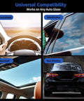 Image showing a car's windshield, side window, sunroof, and rear window, highlighting Universal Compatibility for Windshield Crack Repair Kit Pro 2025 Premium Glass Repair System With Quick Fix Resin For Chips And Cracks On Windshields Windows And Mirrors All Crack Types DIY Friendly Road Ready.