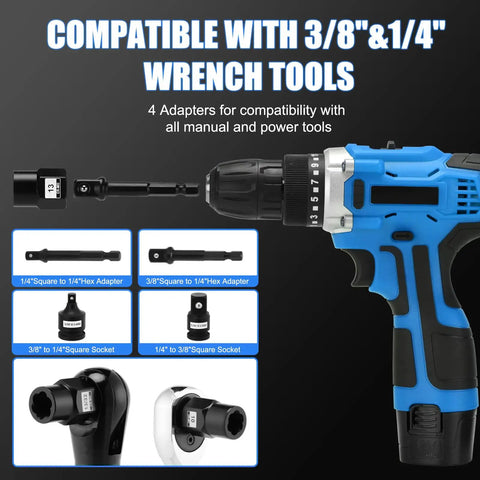 34 Piece Bolt Extractor Set To Pull Out Stubborn Rusted Bolts Nuts And Screws Fast With One Quarter Inch And Three Eighth Inch Drive Remover Tools And Adapters Built For Easy Durable Removal compatibility with wrench tools