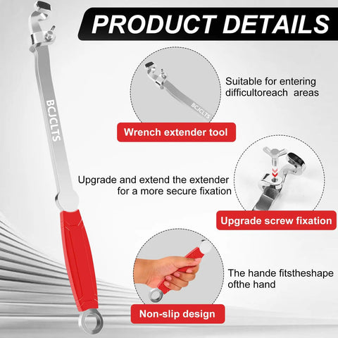 Extra Long Wrench Extension Bar for Maximum Leverage 16 Inch Universal Torque Adaptor Wrench Extension, non-slip handle