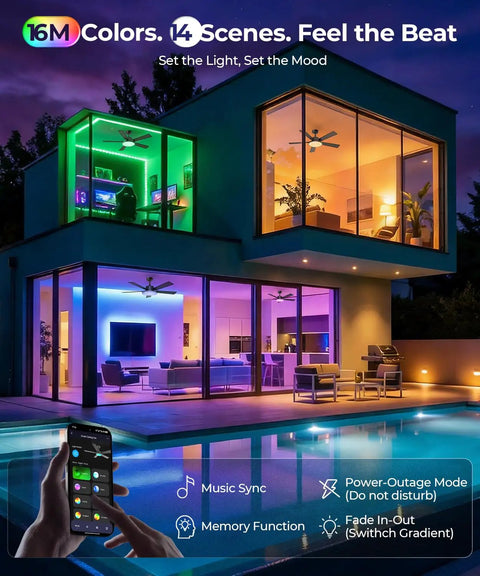 Smart 52 Inch Rgb Cw Led Ceiling Fan With Remote App Voice Control Hella Quiet Dc Motor Energy Saving inside modern home.