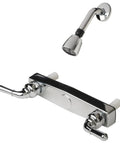 Mobile Home Shower Valve Kit With Chrome Finish Non Metallic Two Handle 8 Inch Valve Includes Matching Shower Head Arm And Flange