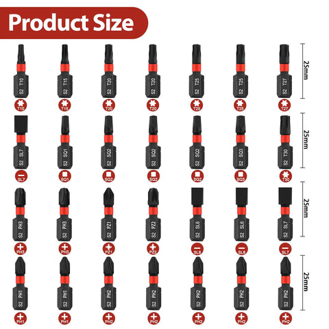 43 Piece Screwdriver Bits Set With Nut Drivers, Socket Adapters And Magnetic Bit Holders, 25mm sizes displayed