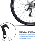 Derailleur Hanger Replacement For Giant And LIV Bikes Precise Shifting Repair Part For Rear Derailleur On Mountain And Road Bicycles Fits Avail Brava Defy Envie Propel Revolt TCR Thrive And More shown next to a bicycle wheel