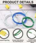 K Type Thermocouple Probe Mini Connector Temperature Sensor Universal for TM-902C TES1310 Thermometer 0 to 220 C 6.6ft Lead Green