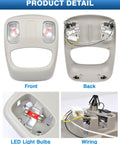 Front and back view of Dodge Ram Overhead Console Dome Light Replacement LED Interior Roof Map Reading Lamp For 2002 To 2010 models