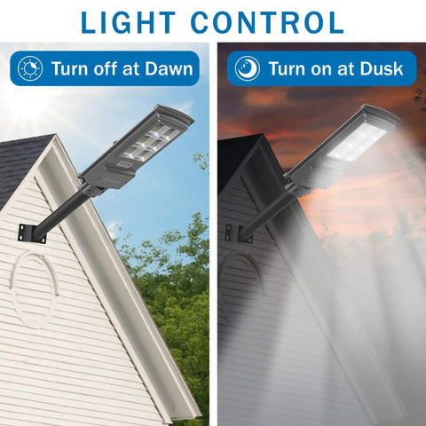 2 Pack 2000W Solar Street Lights Outdoor Super Bright 200000LM With 210 LEDs Dusk To Dawn IP65 on house roof