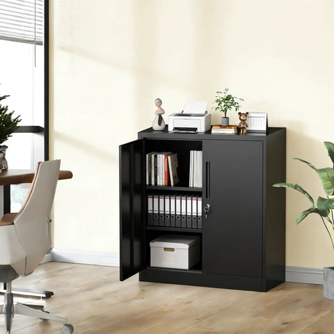 Beefy 36 Inch Steel Storage Cabinet With Two Doors And Two Adjustable Shelves, Locking Tool Cabinet for office use