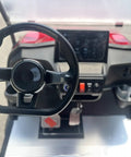 Interior view of the HD LED smart dashboard of the Top Tier Four Seater Electric Golf Cart Built With A Solid Front Bumper And Aggressive Off Road Tires.