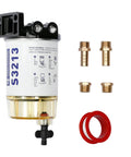 Marine Outboard Fuel Filter Water Separator Replacement With Three Eighths Barb And One Quarter Inch NPT Fittings For S3213 And OEM Numbers in packaging