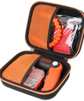 Open view of Hard Carrying Case Replacement For Black Decker 4V Max Cordless Screwdriver BDCSFL20C, showing compartments and tools inside.