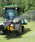 Tractor sprayer in action with Beefy 4.0 GPM 12V Diaphragm Pump With Half Inch NPT Ports, rugged polypropylene manifold