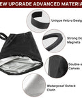 Heavy Duty Magnetic EV Charger Cover Built Like A Tank To Shield Your Electric Ride From Grit And Downpours Sealed All Weather Port Guard With Beefy Magnets In Durable Matte Black showcasing waterproof Oxford cloth and unique Velcro design.