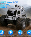 1:18 Amphibious RC Monster Car For Kids, 4WD Waterproof All Terrain Off Road Boat Stunt Vehicle with flashing lights on dirt