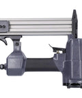 Heavy Duty Pneumatic Brad Nailer Built For Low Air Draw And Zero Jamming Issues For Breakneck Nailing Speed On Woodworking and Home Reno Projects You Will Love, side view of nail gun.