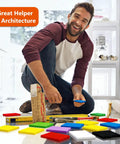 Slick Heavy Duty Foam Shims To Square Up Crooked Walls Quick, colorful foam shims used on a floor for wall leveling.