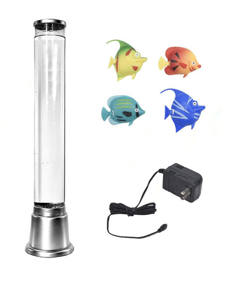 Bubble Tube Fish Lamp With 6 LED Color Changing Lights For A Soothing Vibe, Calming Aquarium Night Glow with fish and adapter