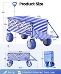Heavy Duty Beach Wagon With 9 Inch Balloon Wheels And Tailgate Foldable Sand Cart dimensions and folded view