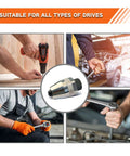 Collage showing Tough As Nails Heavy-Duty Bolt And Stud Extractor Tool used in various mechanical tasks.