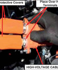 Badass High Voltage Battery Terminal Safety Covers For Electric Vehicles Sae Orange Insulated Caps 12 Pack on HV cables